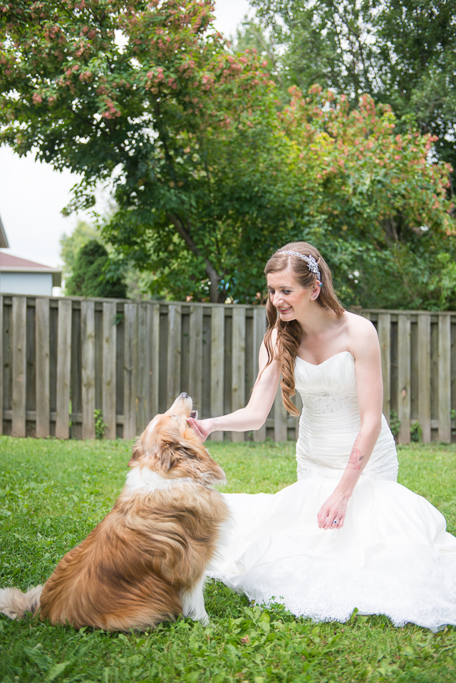 wedding photo with the family dog